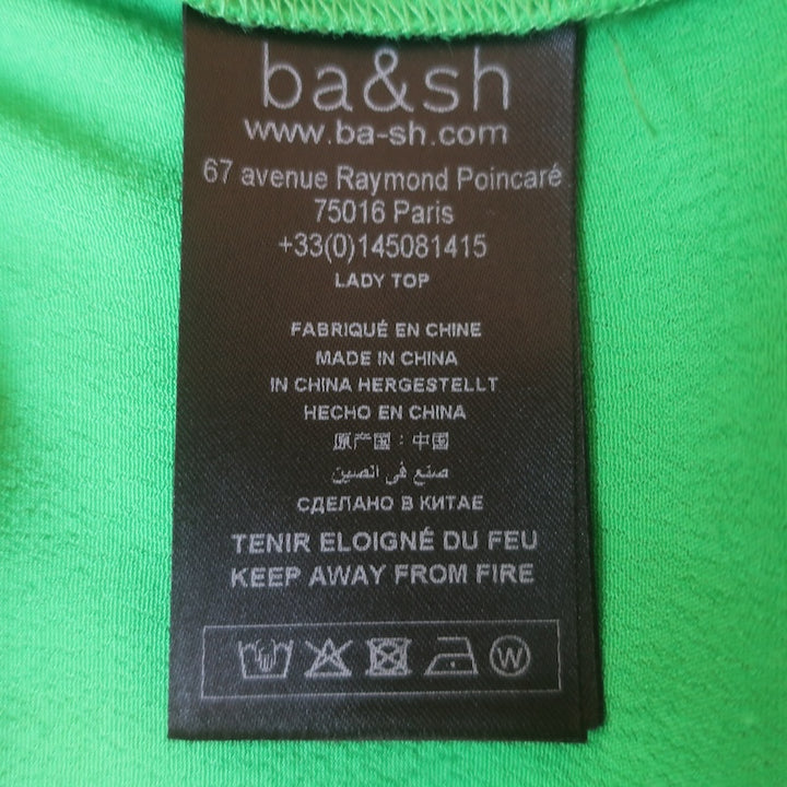ba&amp;sh Taylor Embroidered Peasant Top Green Crepe Size Small