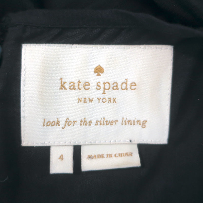 Kate Spade Mosaic Embroidered Peasant Dress Black Cotton Size 4