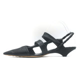 Bottega Veneta The Point Slingback Flats Black Crinkled Leather Size 38.5