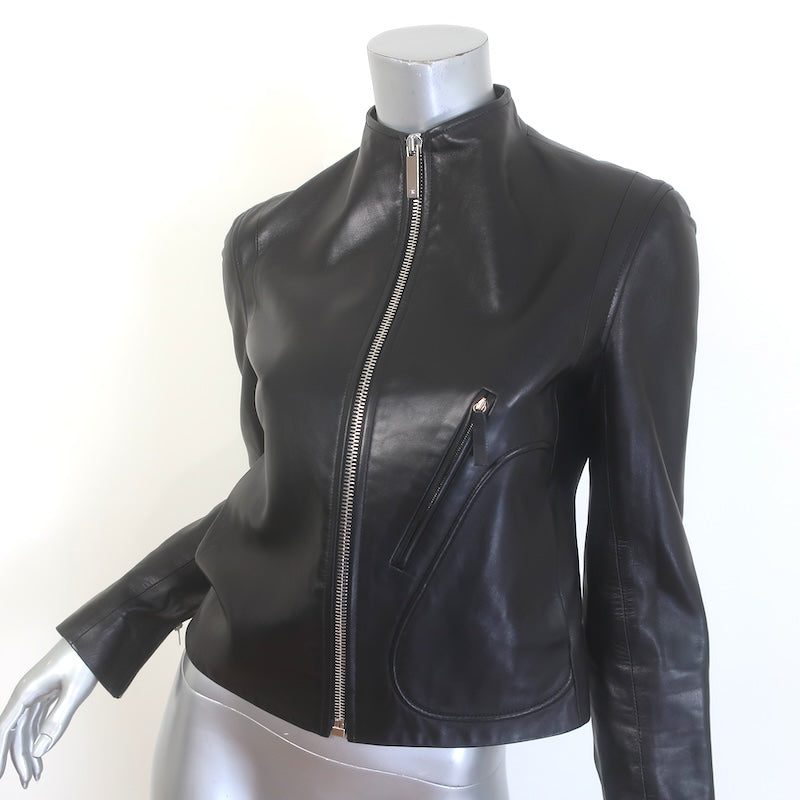 The Row Driker Leather Jacket Black Lambskin Size 6