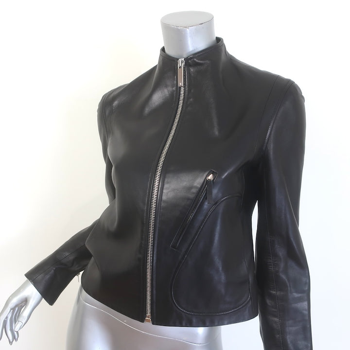 The Row Driker Leather Jacket Black Lambskin Size 6