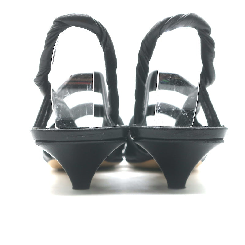 Bottega Veneta The Point Slingback Flats Black Crinkled Leather Size 38.5