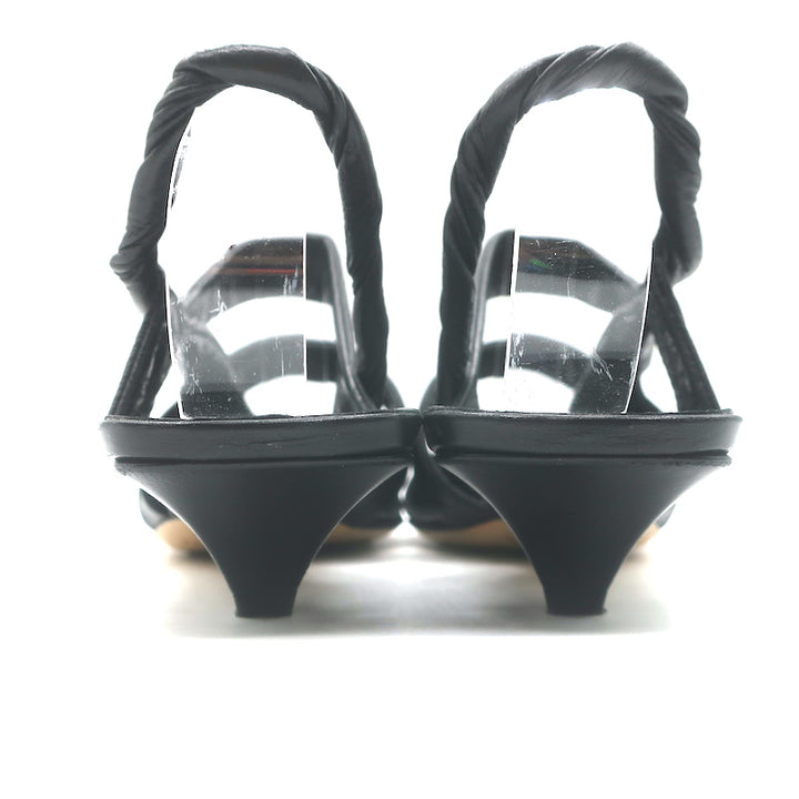 Bottega Veneta The Point Slingback Flats Black Crinkled Leather Size 38.5