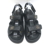 Chanel Chain CC Dad Sandals Black Quilted Caviar Leather Size 39
