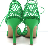 Bottega Veneta Stretch Mesh Pumps Green Size 38 Ankle Wrap Heels NEW
