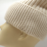Moncler Grenoble Faux Fur Pom Pom Beanie Ivory Cashmere-Wool Ribbed Knit