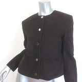 Theory Suede Patch Pocket Cropped Jacket Chocolate Size 6