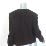 Theory Suede Patch Pocket Cropped Jacket Chocolate Size 6