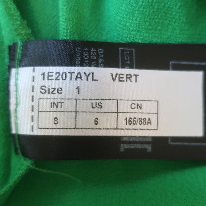 ba&amp;sh Taylor Embroidered Peasant Top Green Crepe Size Small