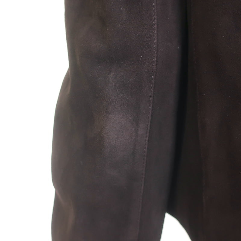 Theory Suede Patch Pocket Cropped Jacket Chocolate Size 6