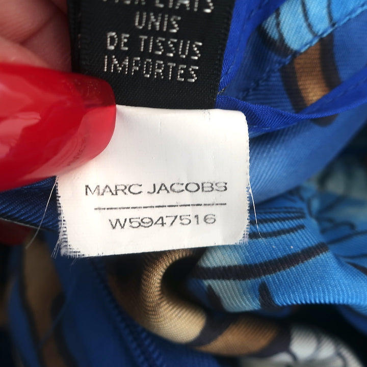Marc Jacobs Sleeveless Dress Blue Floral Print Silk Twill Size 6