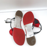 Giuseppe Zanotti Satin Rose Sandals Black Patent Leather Size 39 Flat Thong