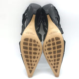 Bottega Veneta The Point Slingback Flats Black Crinkled Leather Size 38.5