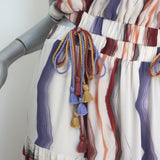 Silvia Tcherassi Nocera Cutout-Back Maxi Dress Cream Striped Silk Size Medium