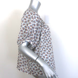 Doen June Button-Up Top White Paisley Print Cotton Size Large Puff Sleeve Blouse