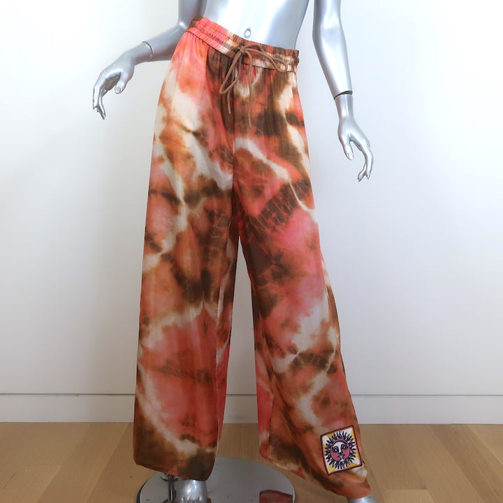 Zimmermann Vacay Tie Dye Shirt &amp; Relaxed Pants Set Pink/Orange Silk Size 2 NEW