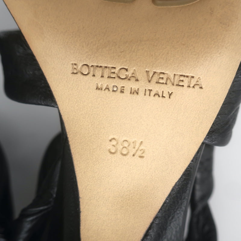 Bottega Veneta The Point Slingback Flats Black Crinkled Leather Size 38.5