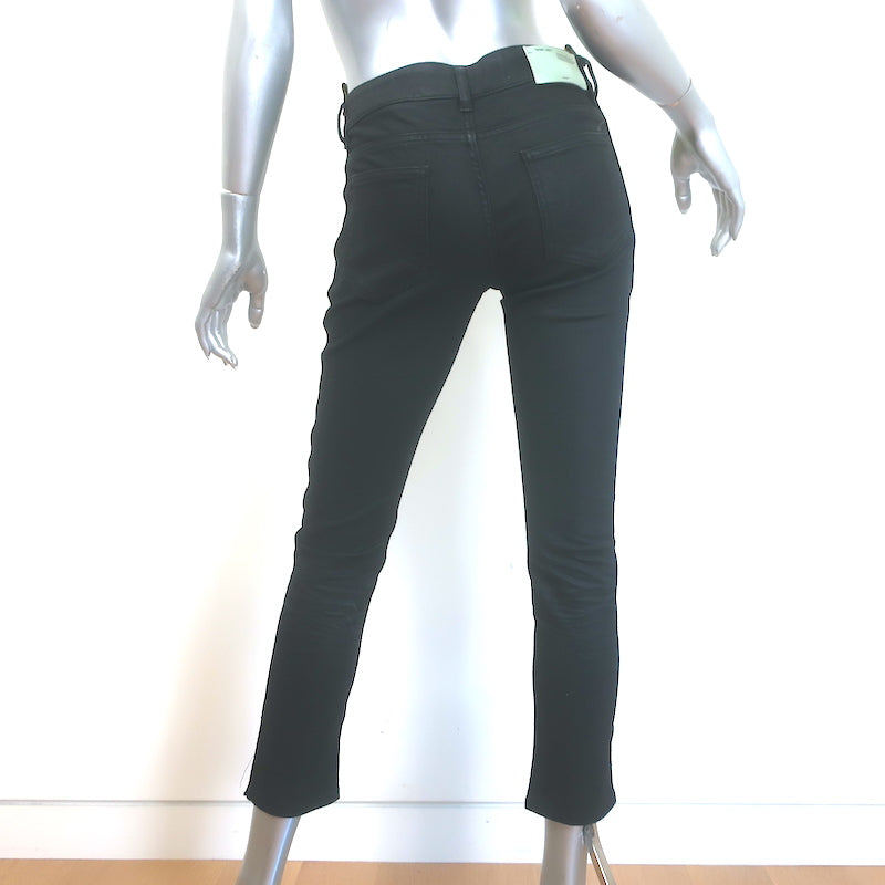 Off-White c/o Virgil Abloh Logo Strap Skinny Jeans Black Stretch Denim Size 26