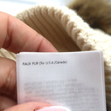 Moncler Grenoble Faux Fur Pom Pom Beanie Ivory Cashmere-Wool Ribbed Knit