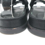 Chanel Chain CC Dad Sandals Black Quilted Caviar Leather Size 39