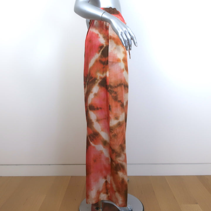 Zimmermann Vacay Tie Dye Shirt &amp; Relaxed Pants Set Pink/Orange Silk Size 2 NEW