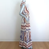 Silvia Tcherassi Nocera Cutout-Back Maxi Dress Cream Striped Silk Size Medium