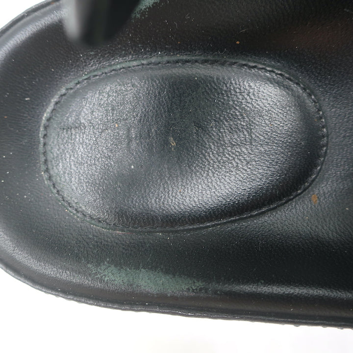 Chanel Chain CC Dad Sandals Black Quilted Caviar Leather Size 39