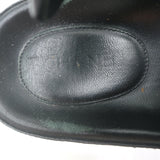 Chanel Chain CC Dad Sandals Black Quilted Caviar Leather Size 39