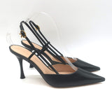 Gianvito Rossi Ascent 85 Slingback Pointed Toe Pumps Black Leather Size 39