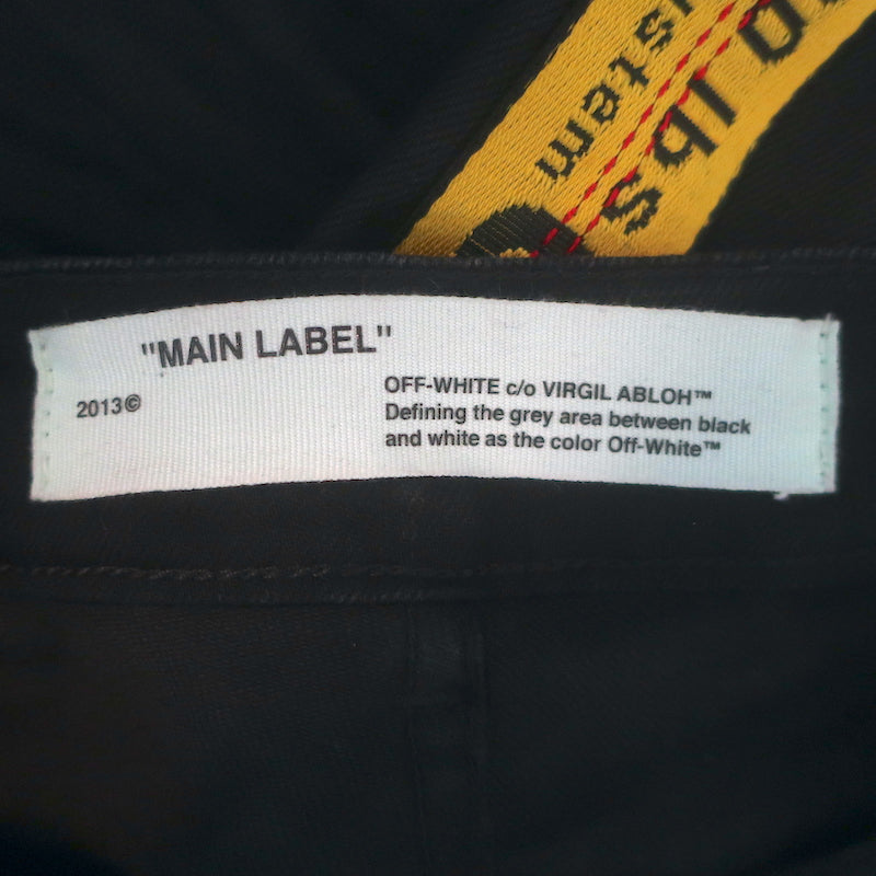 Off-White c/o Virgil Abloh Logo Strap Skinny Jeans Black Stretch Denim Size 26