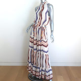 Silvia Tcherassi Nocera Cutout-Back Maxi Dress Cream Striped Silk Size Medium