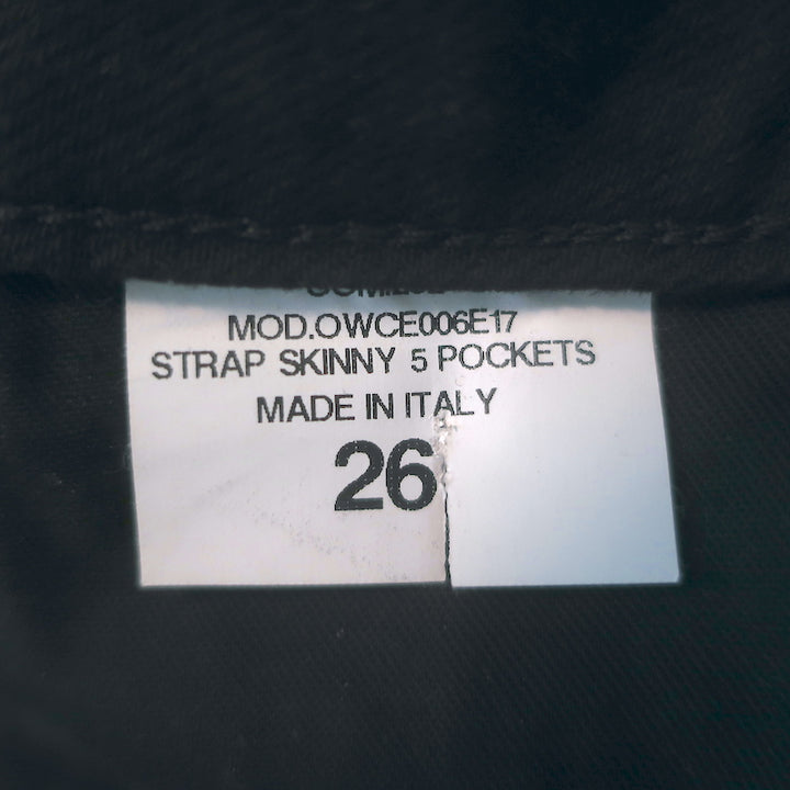 Off-White c/o Virgil Abloh Logo Strap Skinny Jeans Black Stretch Denim Size 26