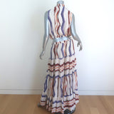 Silvia Tcherassi Nocera Cutout-Back Maxi Dress Cream Striped Silk Size Medium