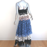 Talbot Runhof Tiered Guipure Lace Maxi Dress Size 8