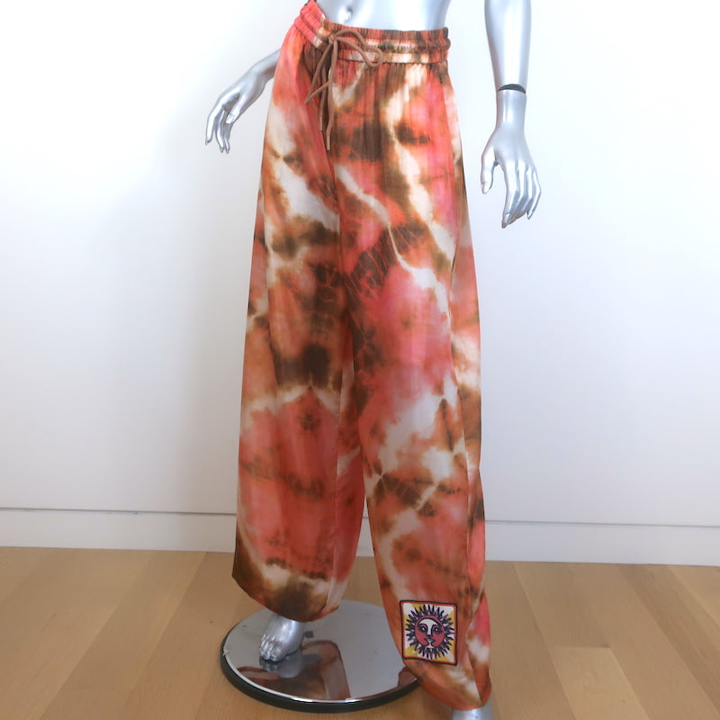 Zimmermann Vacay Tie Dye Shirt &amp; Relaxed Pants Set Pink/Orange Silk Size 2 NEW