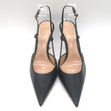 Gianvito Rossi Ascent 85 Slingback Pointed Toe Pumps Black Leather Size 39
