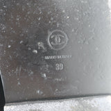 Chanel Chain CC Dad Sandals Black Quilted Caviar Leather Size 39