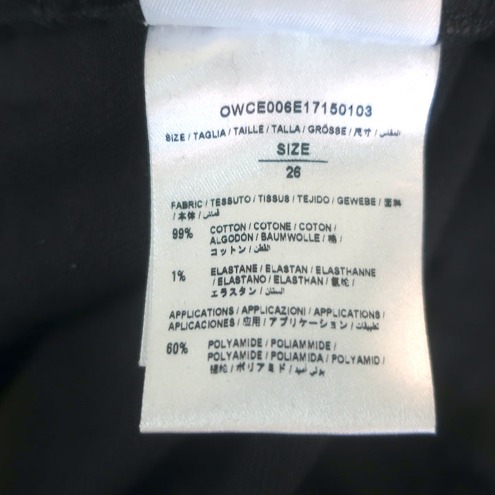 Off-White c/o Virgil Abloh Logo Strap Skinny Jeans Black Stretch Denim Size 26