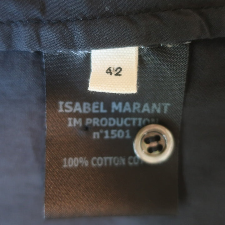 Isabel Marant Etoile Broderie Anglaise Flutter Sleeve Top Black Cotton Size 42