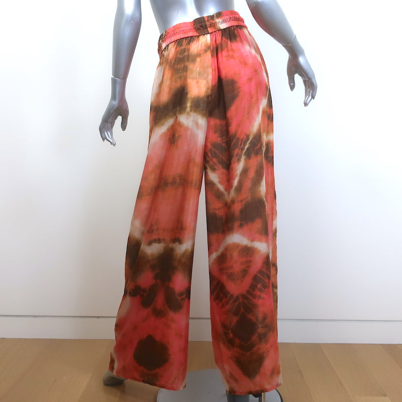 Zimmermann Vacay Tie Dye Shirt &amp; Relaxed Pants Set Pink/Orange Silk Size 2 NEW