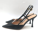 Gianvito Rossi Ascent 85 Slingback Pointed Toe Pumps Black Leather Size 39