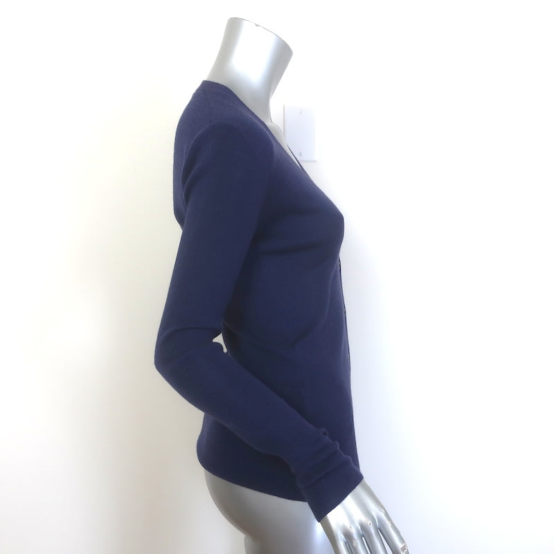 Prada V-Neck Cardigan Navy Cashmere-Silk Size 38