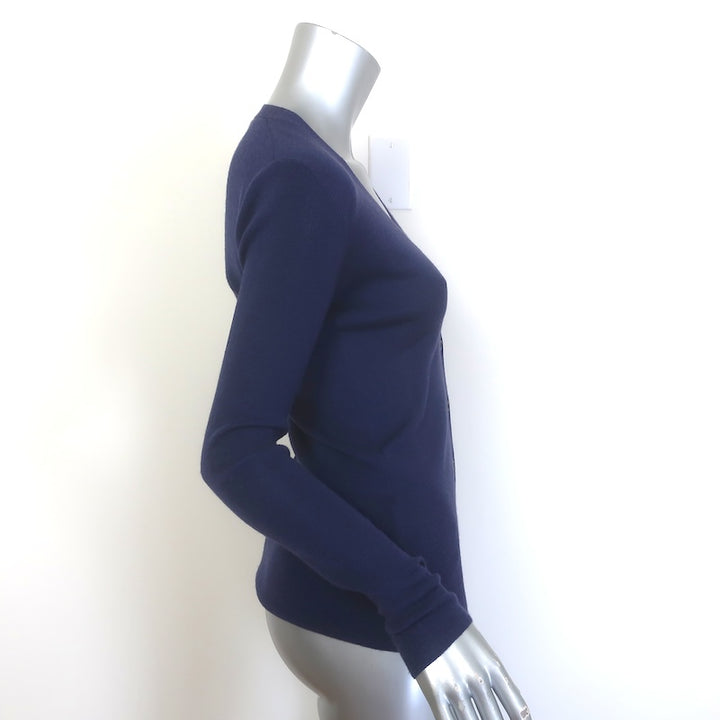 Prada V-Neck Cardigan Navy Cashmere-Silk Size 38