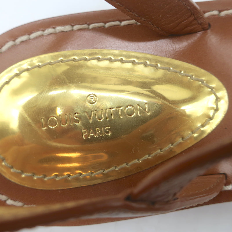 Louis Vuitton Explorer Flat Ankle Strap Sandals Brown Leather &amp; Monogram Size 38