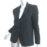 Theory Blazer Eldita Black Stretch Wool Size 8 Two-Button Jacket