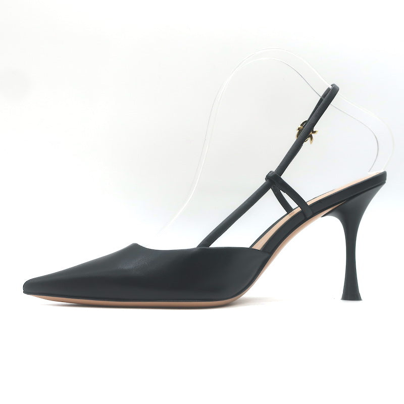 Gianvito Rossi Ascent 85 Slingback Pointed Toe Pumps Black Leather Size 39