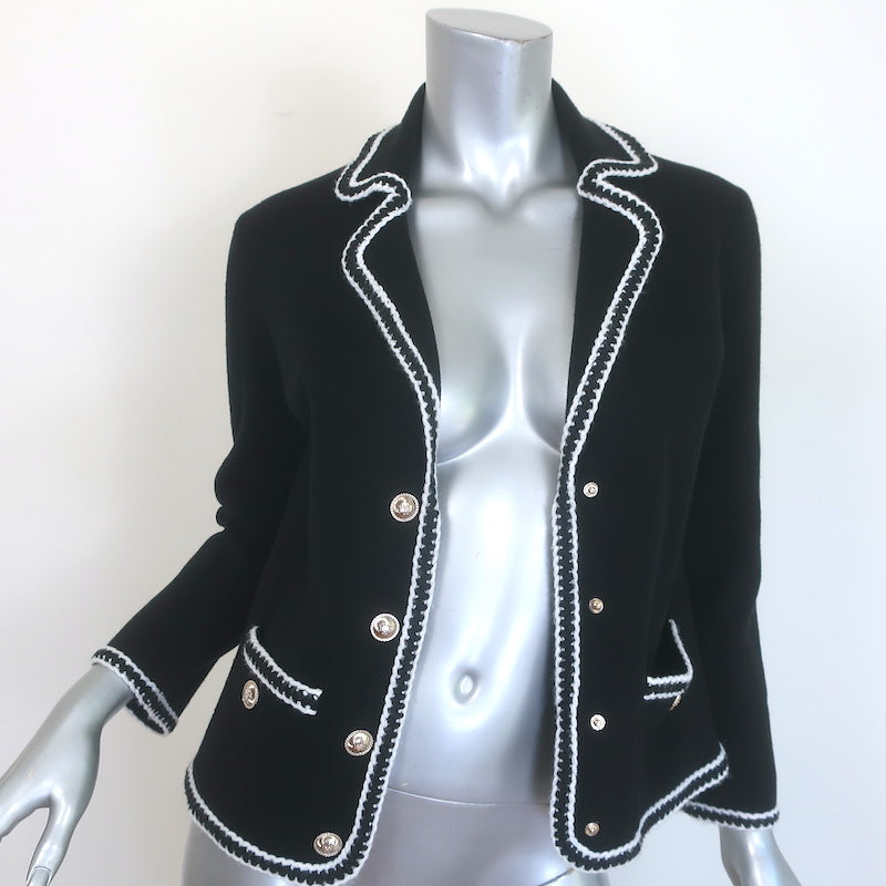 Maje Mirsal Crochet-Trimmed Cardigan Jacket Black Wool-Blend Size 1