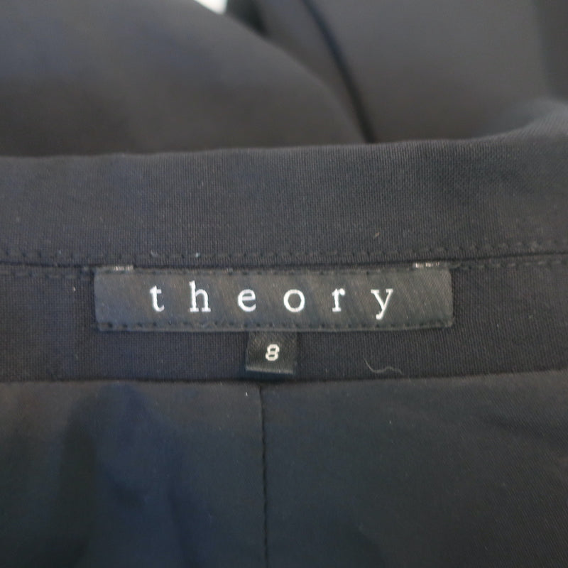 Theory Blazer Eldita Black Stretch Wool Size 8 Two-Button Jacket
