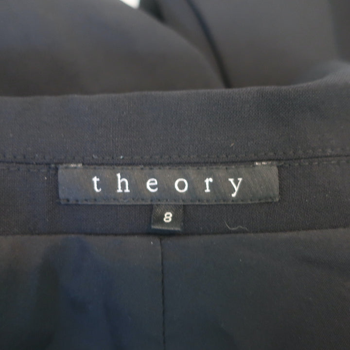 Theory Blazer Eldita Black Stretch Wool Size 8 Two-Button Jacket