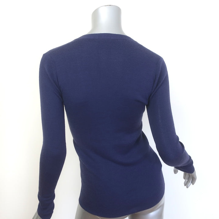 Prada V-Neck Cardigan Navy Cashmere-Silk Size 38